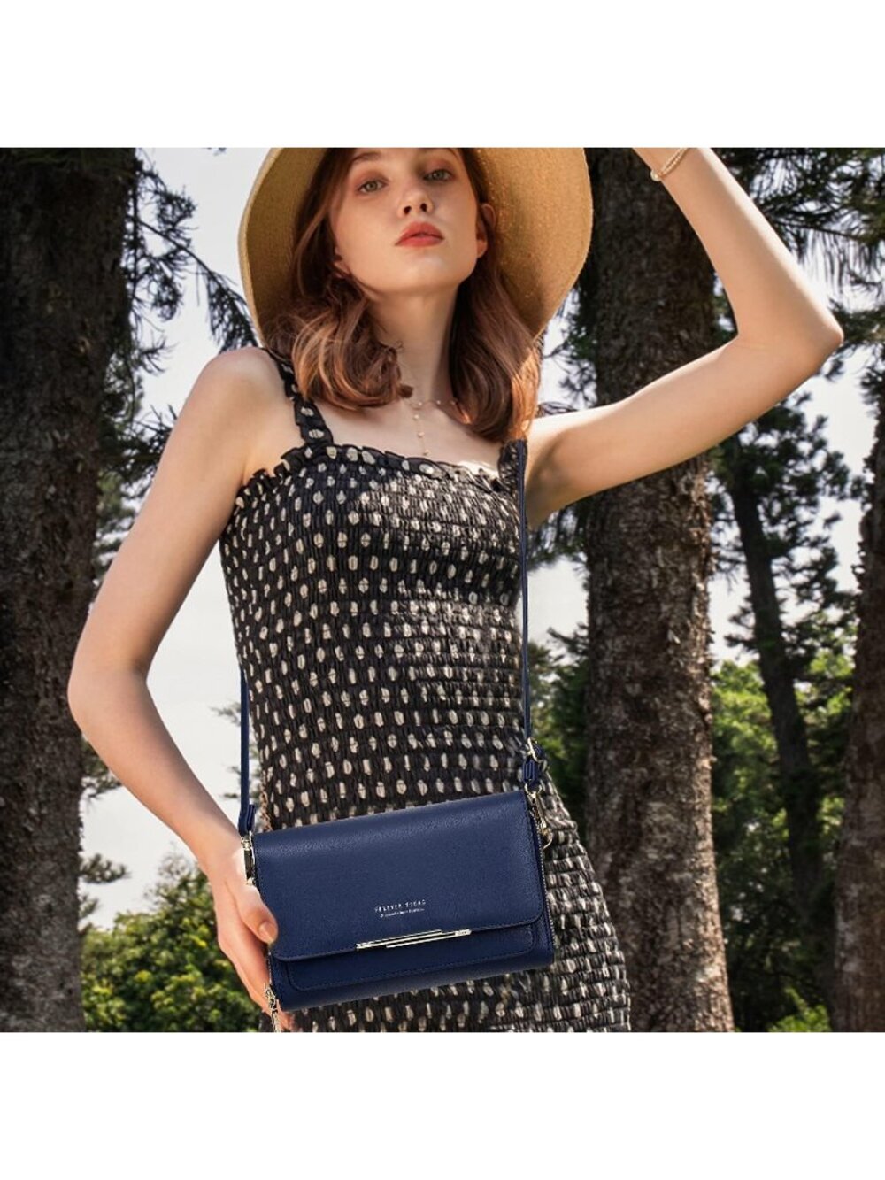 Roulens Women's Navy Blue Pu Leather Small Shoulder Purse with Credit Card Slots - Picture 2 of 6